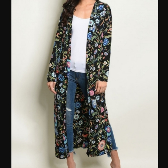 SummerChance Other - Sally Multi Color Floral Maxi Kimono Made In USA